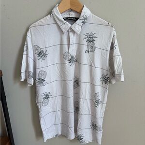Travis Mathew Boys White Pineapple Polo Shirt Size Medium